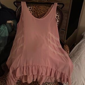 Pink Ruffled Sleeveless Sheer Sexy Top